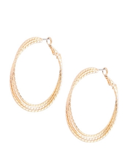 Triple Overlayed Hoop Earrings EH701445 GOLD